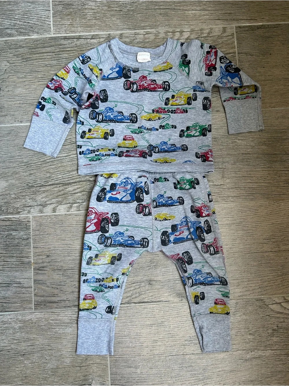 Hanna Andersson Race Car pattern pullover and pants set